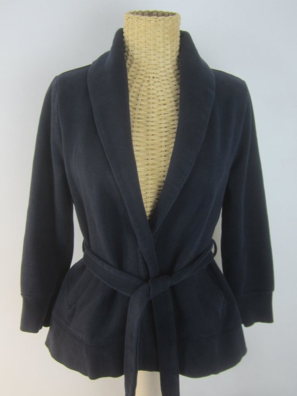 J Crew Antique Fleece Women S Cardigan Sweater Belted Academia Preppy Navy Blue